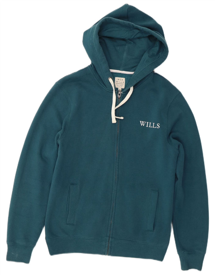 Męski sweter z kapturem i zamkiem Jack Wills, średni turkusowy, bawełniany