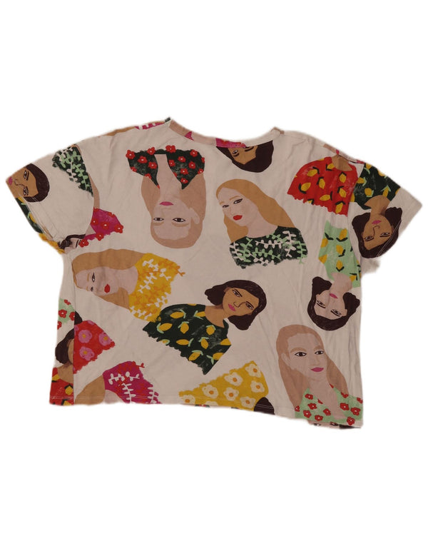 Damska koszulka Crop Oversize z grafiką Zara Top UK 10 Small White