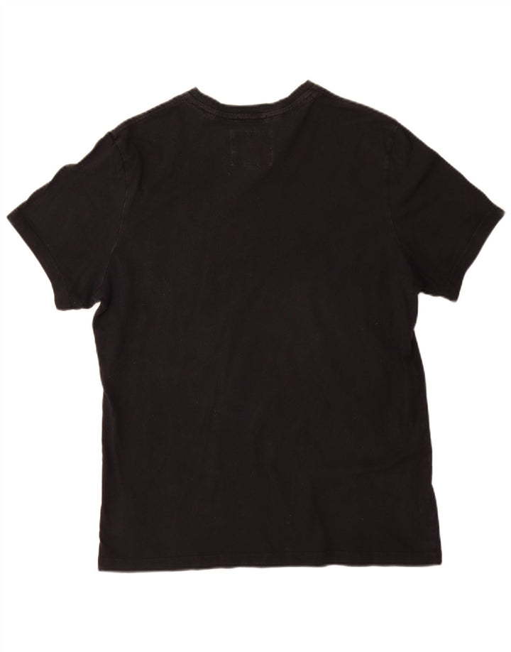 JACK WILLS Męski T-shirt z grafiką o klasycznym kroju, duży, czarny, bawełniany