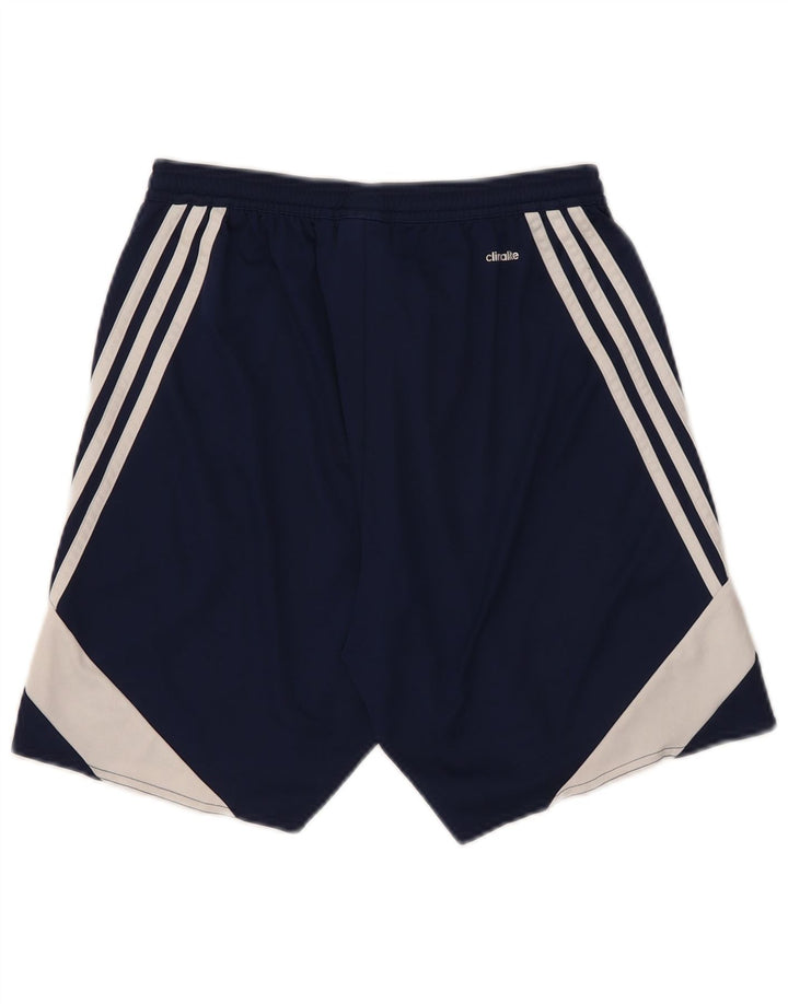 Męskie spodenki sportowe Adidas Climalite, małe, granatowe, z blokami kolorów, poliestrowe