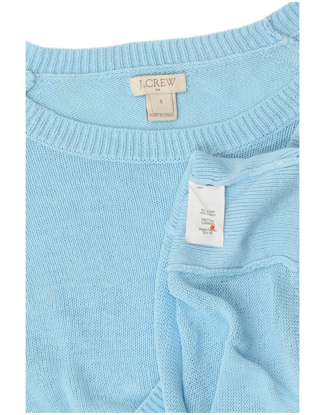 J. CREW Damski sweter z krótkim rękawem i dekoltem w łódkę UK 10 Small Blue Linen