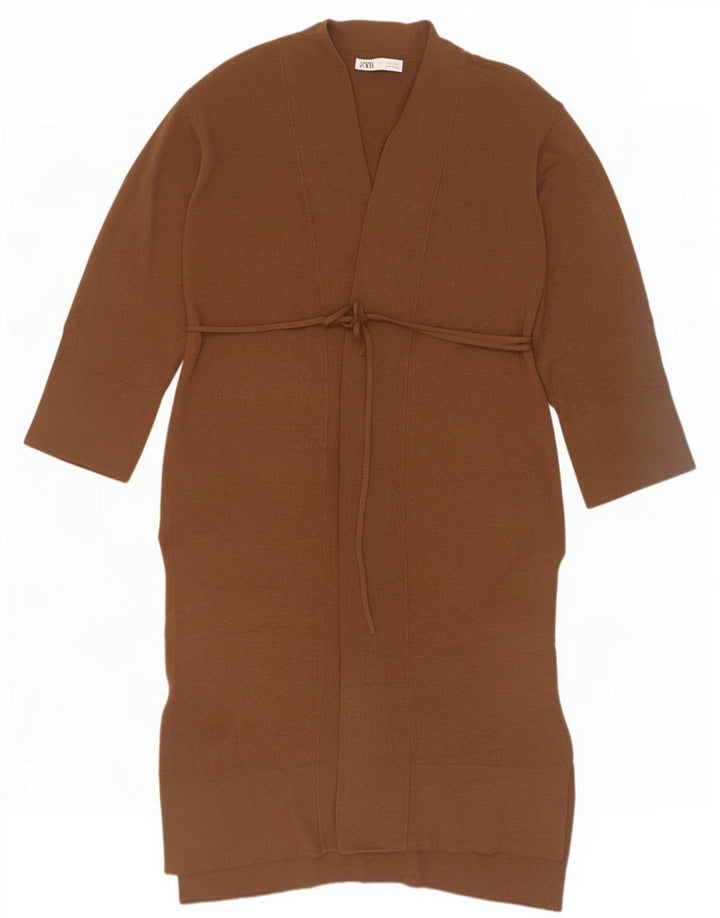 Damski sweter oversize o przedłużonym kroju Zara UK 10, mały, brązowy poliester