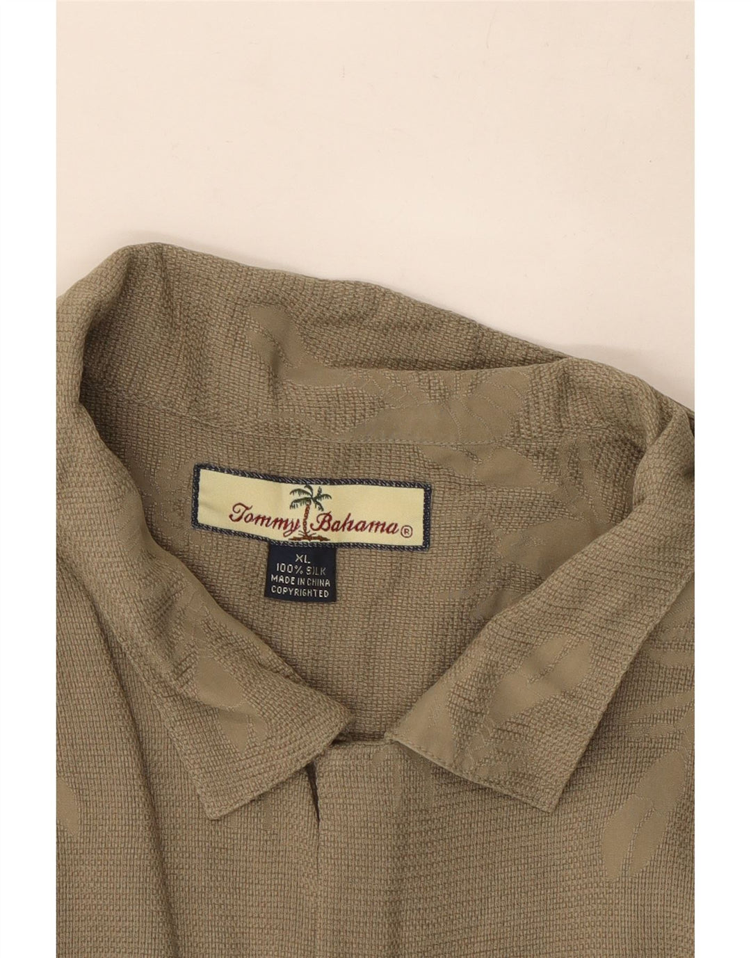 Męska koszula z krótkim rękawem Tommy Hilfiger w abstrakcyjny wzór XL, khaki, jedwab
