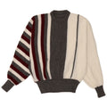 Vintage damski sweter z okrągłym wycięciem pod szyją, UK 14, średnie białe paski