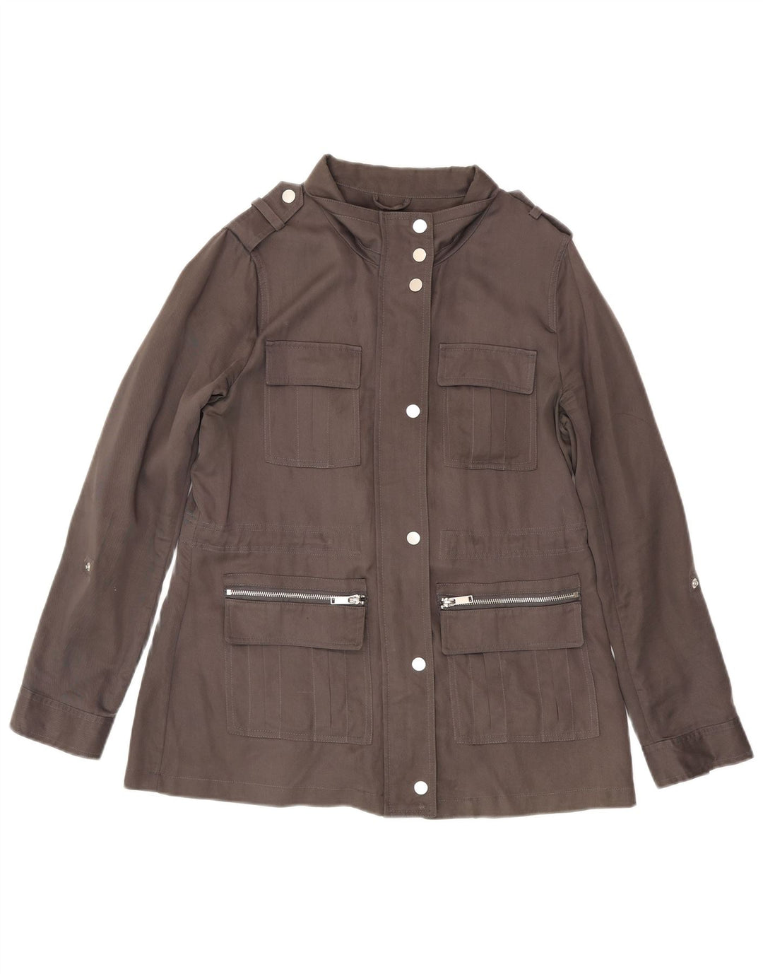 MINT VELVET Womens Military Jacket UK 14 Medium Grey Lyocell