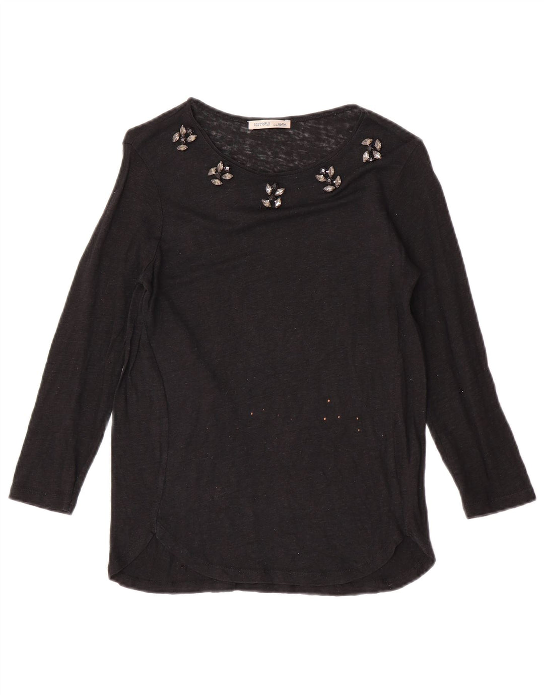 Top damski Zara z rękawem 3/4 UK 10, mały, czarny