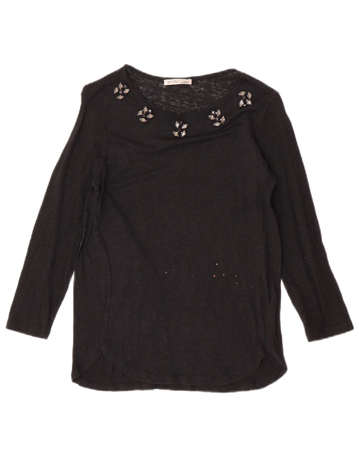 Top damski Zara z rękawem 3/4 UK 10, mały, czarny