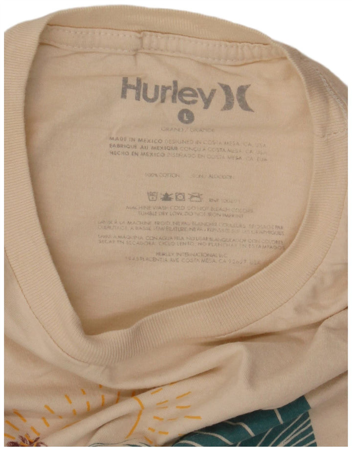 Męski T-shirt z grafiką Hurley, duży, bawełniany w kolorze złamanej bieli
