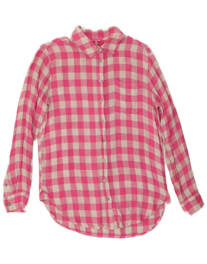Damska koszula flanelowa oversize Joules UK 10 Small Pink Gingham wiskoza