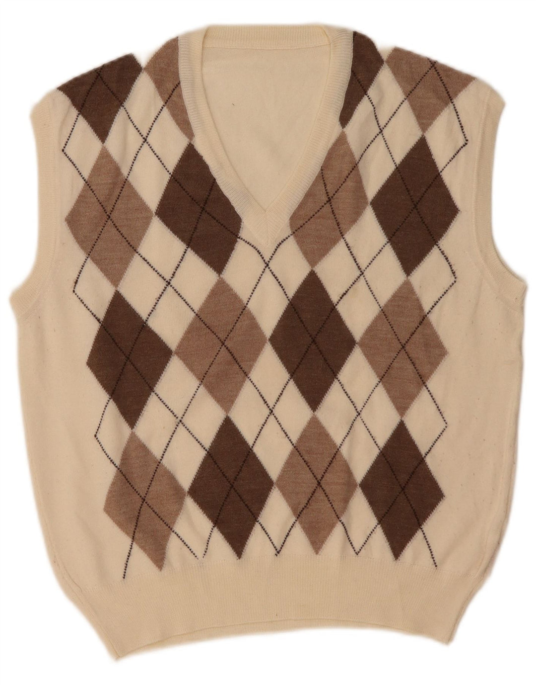 Męski podkoszulek VINTAGE z kamizelką, średni biały Argyle/diamentowa wełna