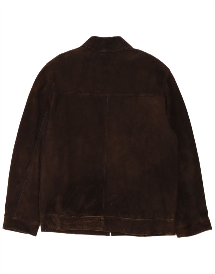 Vintage męska zamszowa kurtka bomber UK 40 duża brązowa skóra