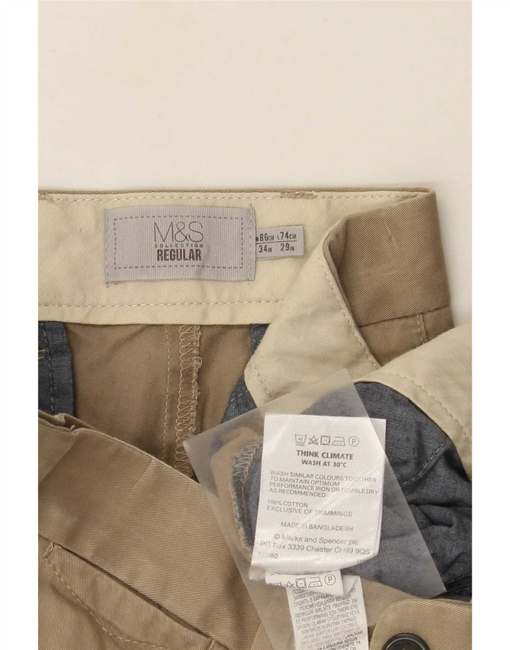 Męskie spodnie typu chino Regular Marks & Spencer W34 L29, bawełna khaki