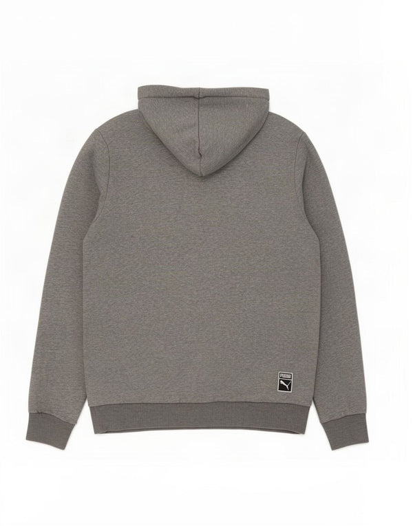 Męski sweter z kapturem Puma z grafiką, duży, szary, bawełniany w cętki
