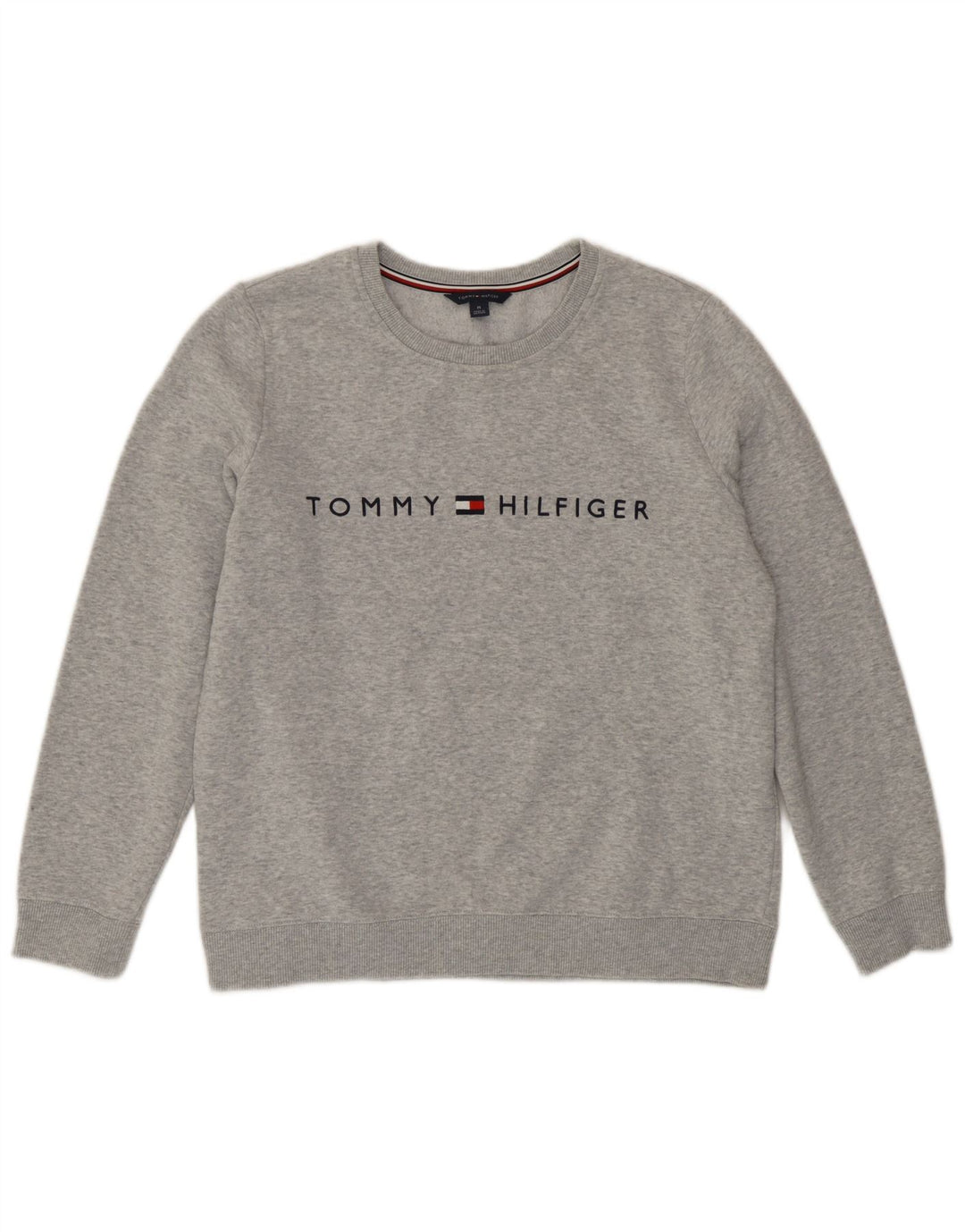 Damska bluza z grafiką Tommy Hilfiger UK 14, średnia, szara, nakrapiana