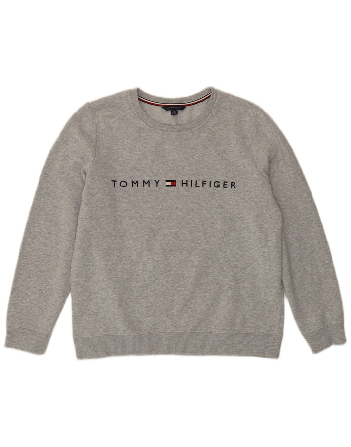 Damska bluza z grafiką Tommy Hilfiger UK 14, średnia, szara, nakrapiana