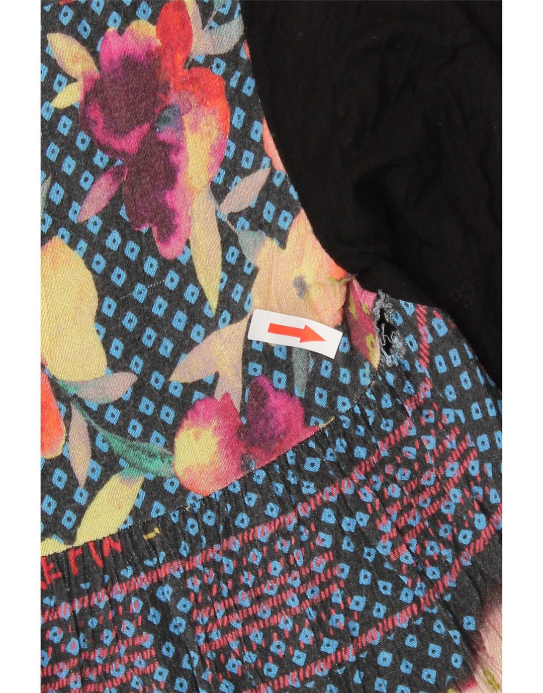 Damski top Desigual z abstrakcyjnym wzorem, rękawem 3/4, UK 10, mała, czarna wiskoza