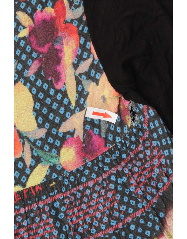 Damski top Desigual z abstrakcyjnym wzorem, rękawem 3/4, UK 10, mała, czarna wiskoza