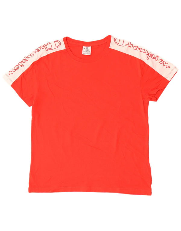 Męski T-shirt Champion z grafiką, duży, czerwony, z blokami kolorów