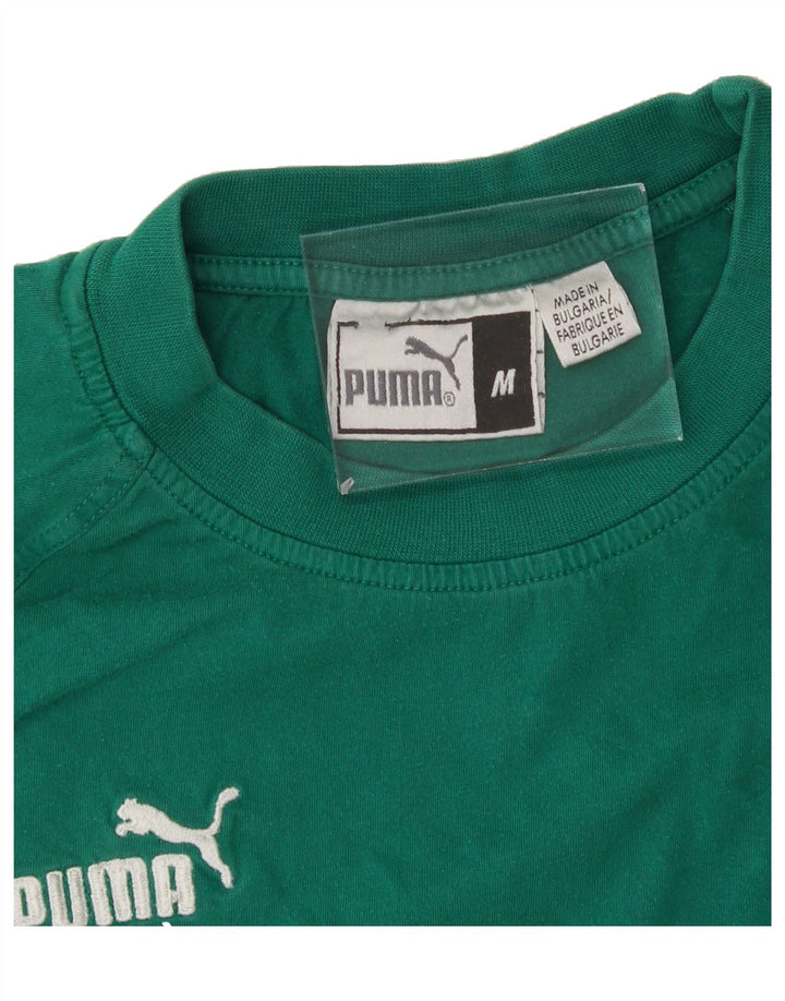 PUMA Mens T-Shirt Top Medium Green Colourblock Vintage Puma and Second-Hand Puma from Messina Hembry 