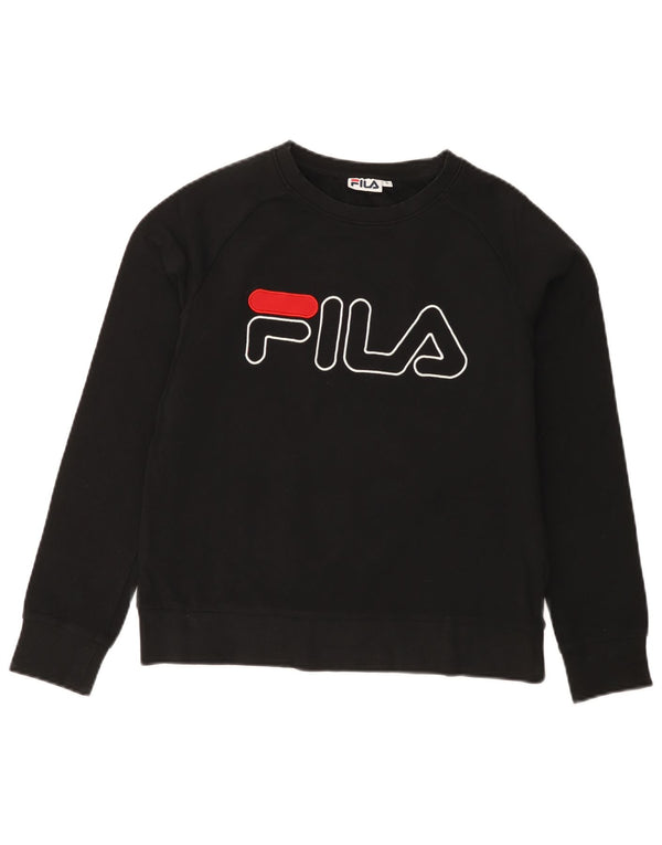 Damska bluza FILA z grafiką, UK 10, mała, czarna, bawełniana