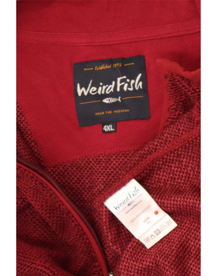 Weird Fish Mens Zip Neck Sweatshirt Jumper 4XL Maroon Polyester