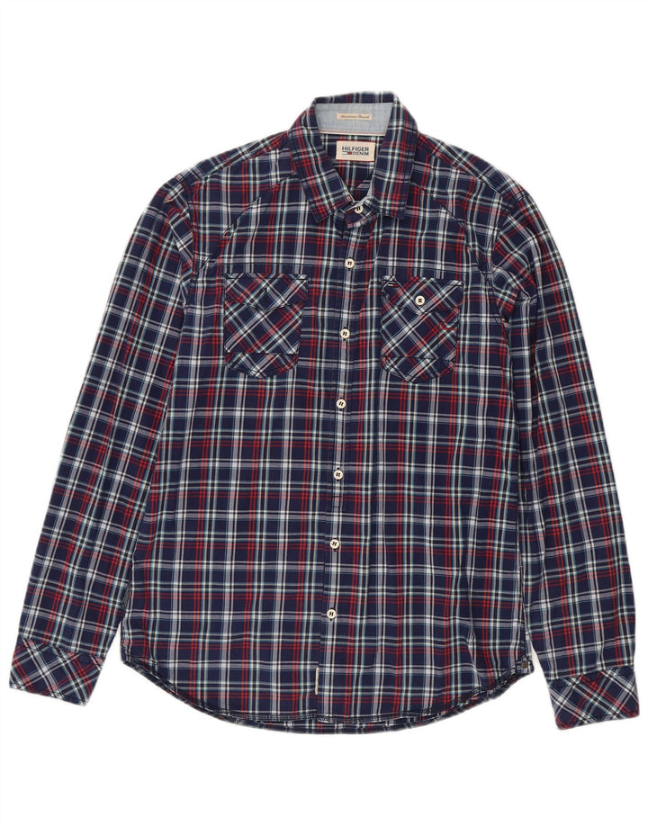 Koszula męska Tommy Hilfiger, bawełniana, w średnią granatową kratkę