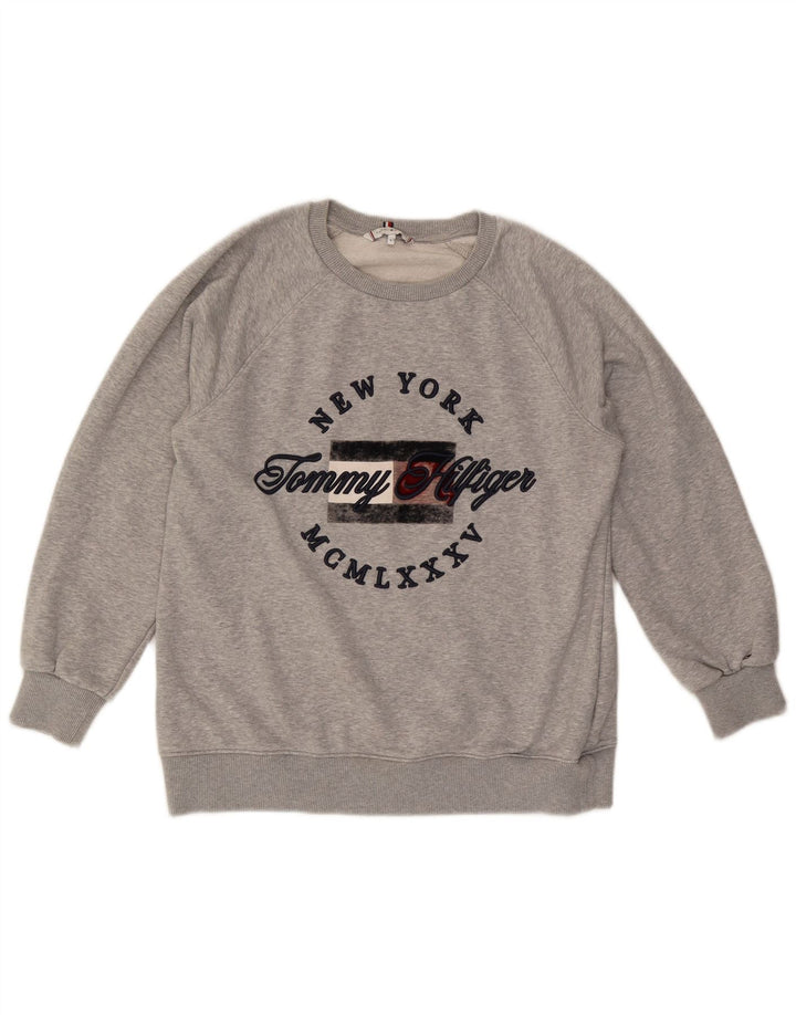 Damska bluza oversize z grafiką TOMMY HILFIGER UK 10 Small Grey