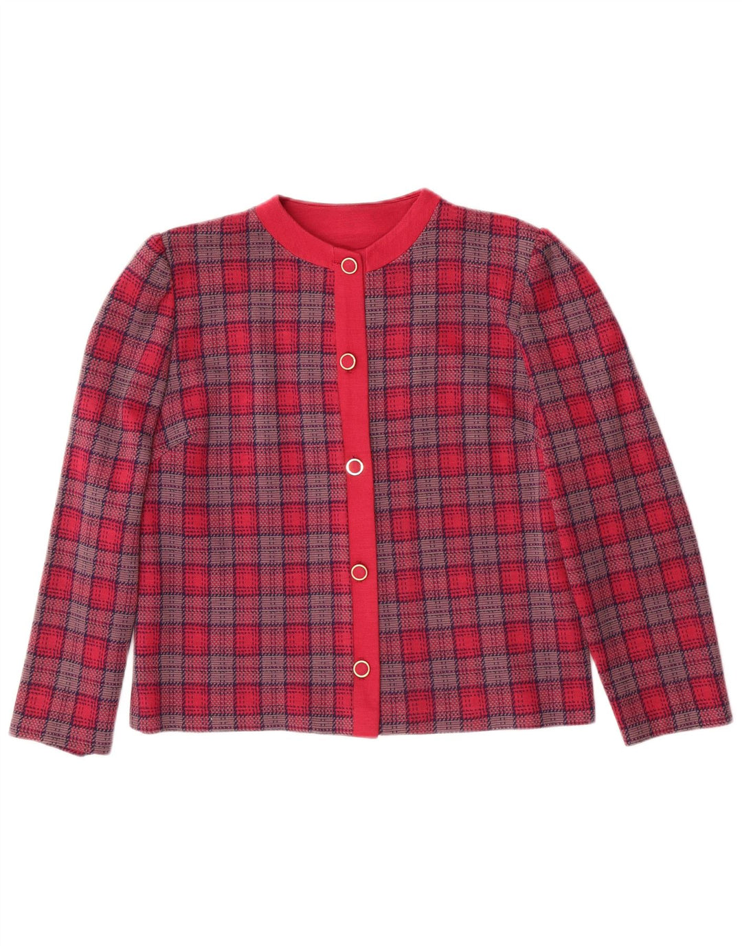 Vintage damska marynarka zapinana na 5 guzików UK 14, średnia różowa klasyczna krata