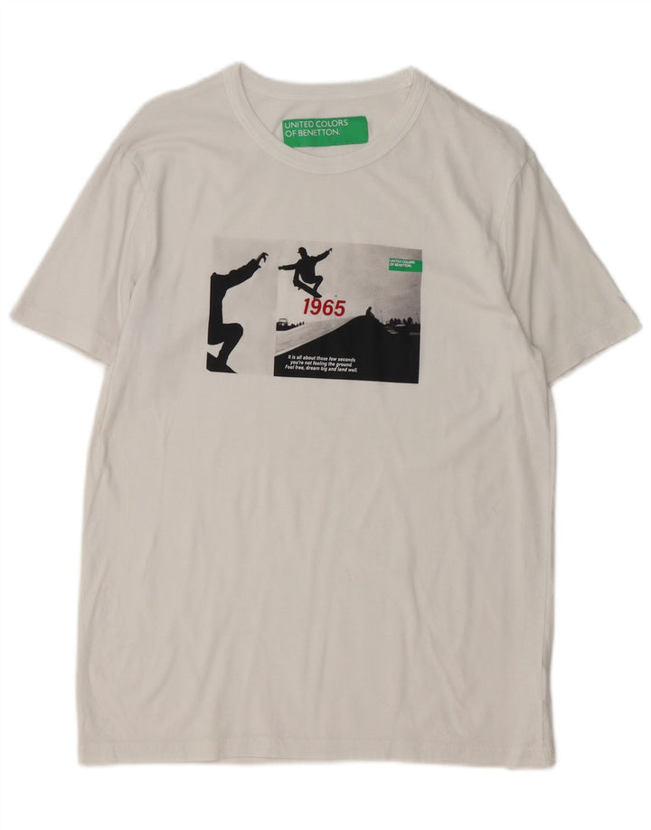 Męska koszulka z grafiką Benetton, duża, biała, bawełniana