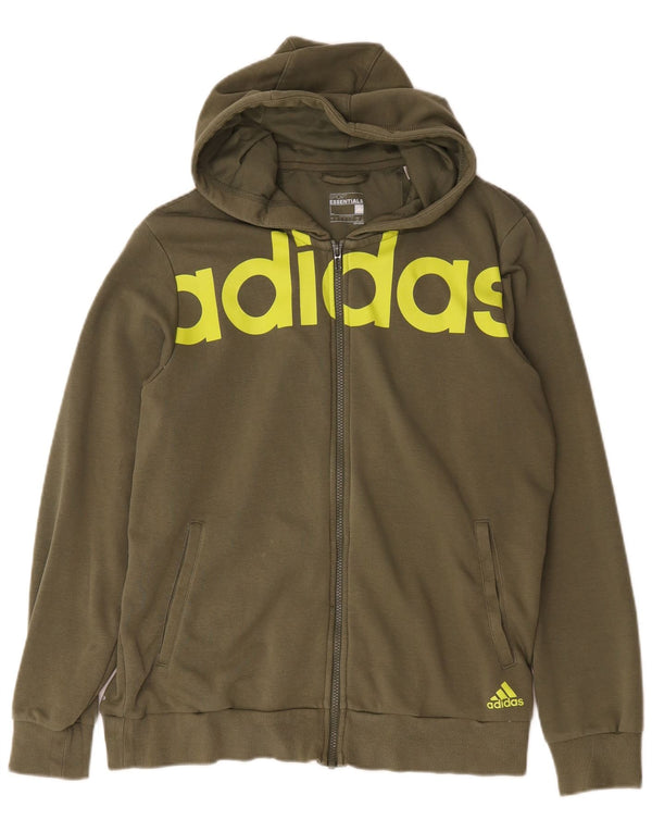 Męski sweter z kapturem Adidas z grafiką, duży, zielony, bawełniany