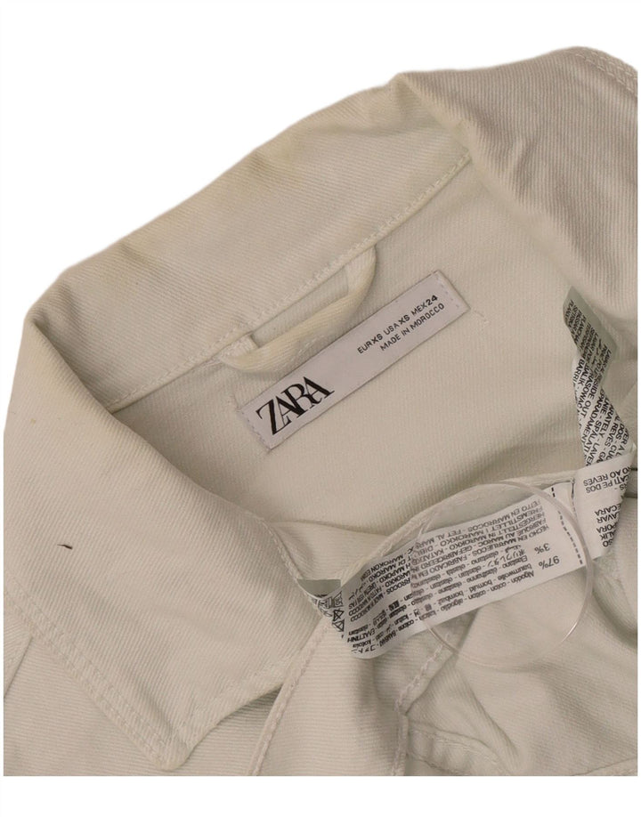 Damska kurtka jeansowa Zara Crop UK 6 XS, biała bawełna
