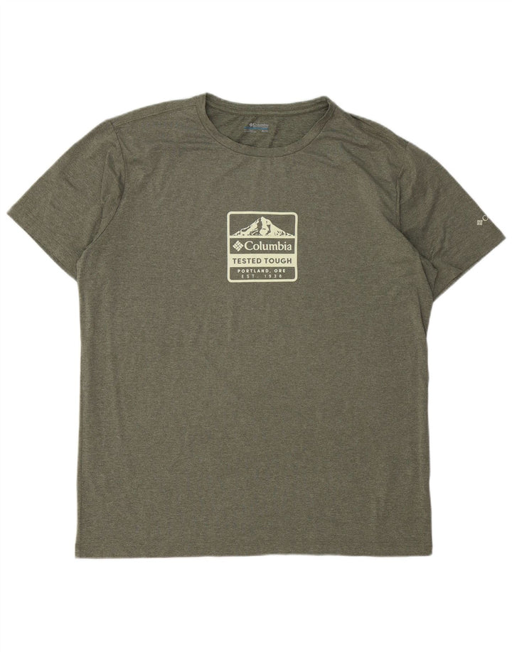 Męska koszulka z grafiką COLUMBIA, XL, khaki, poliester