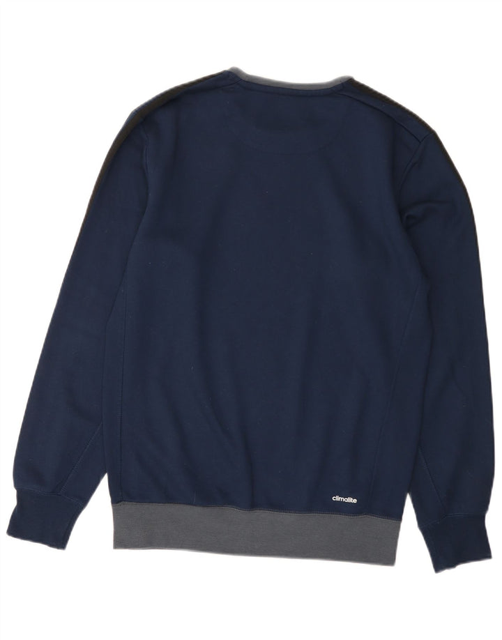 Adidas Męska bluza Climalite Sweter, mały, niebieski, poliester z blokami kolorów