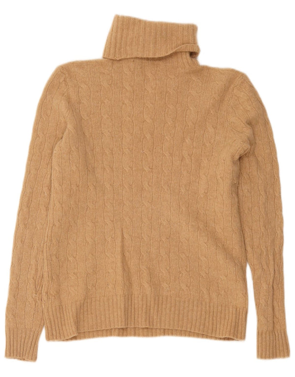 Sweter damski Polo Ralph Lauren z wywijanym dekoltem UK 12 Średni beżowy wełniany