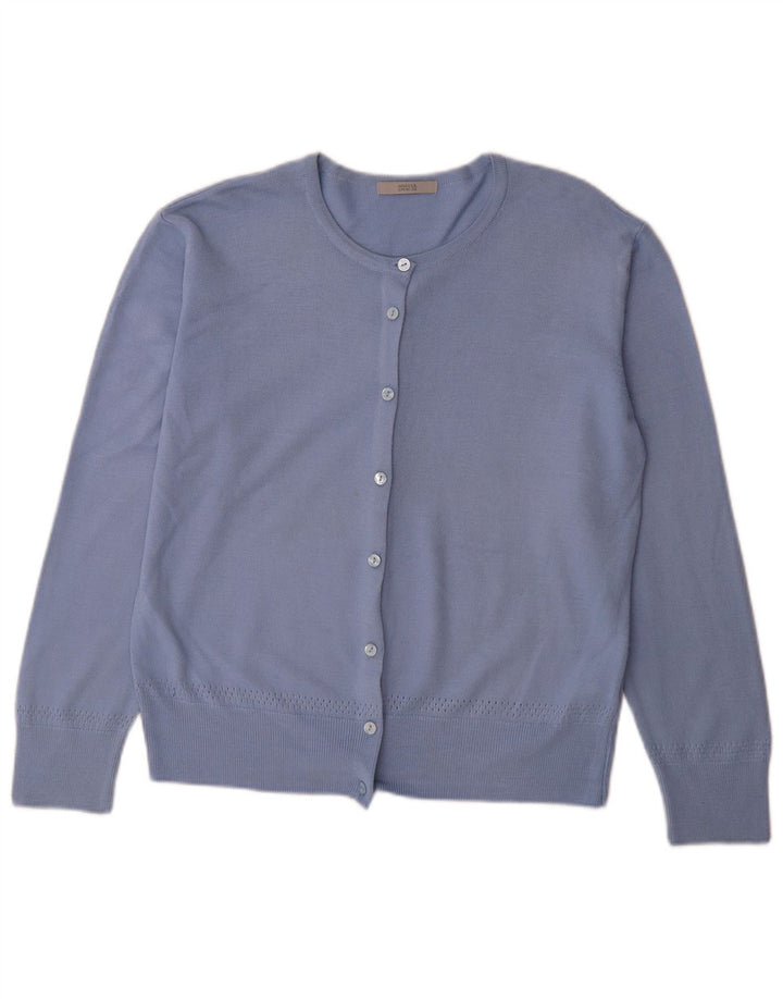 Marks & Spencer Damski sweter kardigan UK 16, duży niebieski akryl