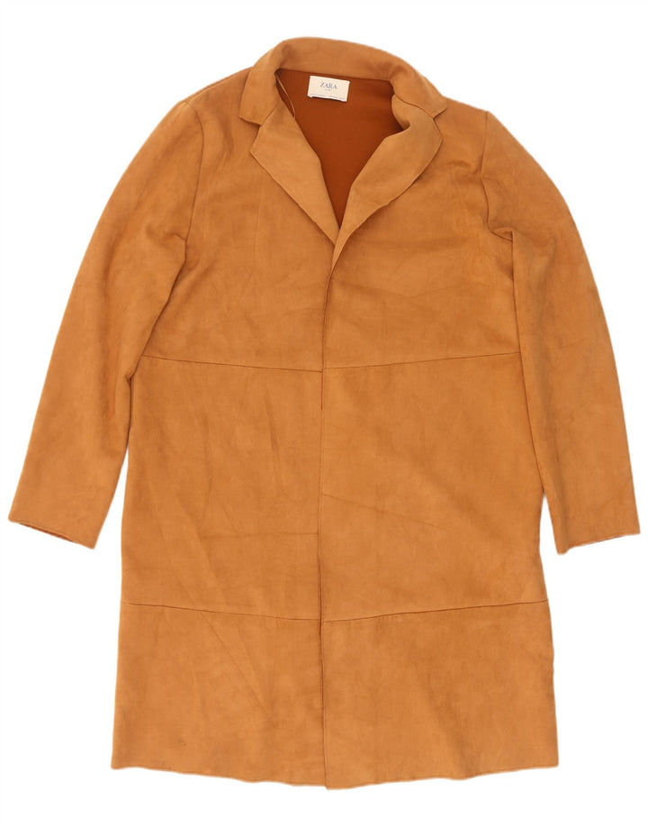 Zamszowy płaszcz damski Zara UK 18 XL brązowy