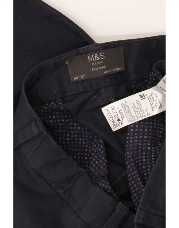 Męskie spodnie typu chino Regular Marks & Spencer W38 L31 Granatowa bawełna