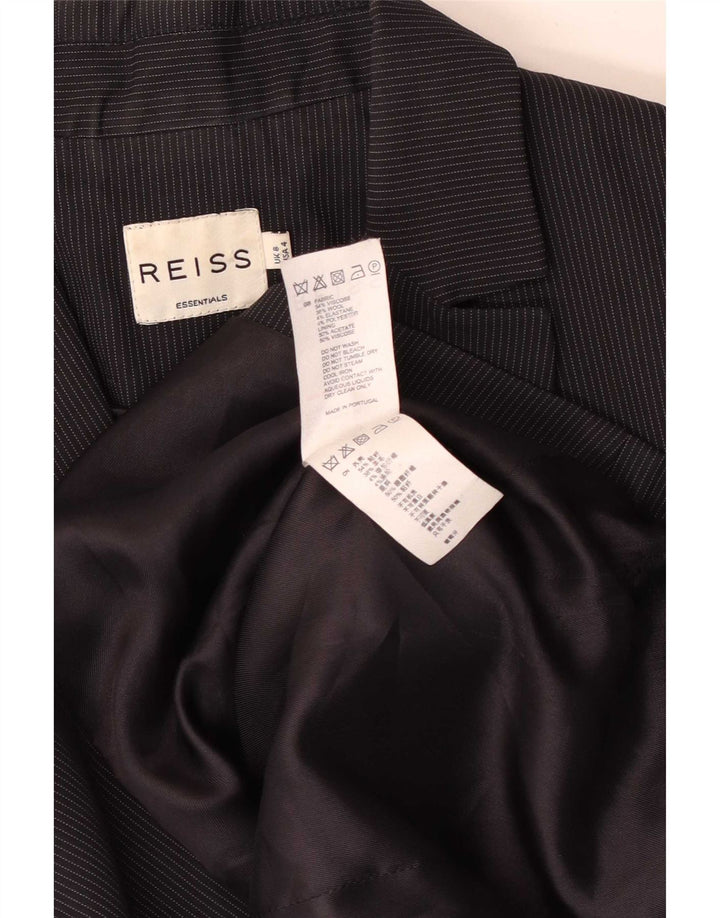Damska marynarka zapinana na 1 guzik Reiss UK 8 Small Black w prążki, wiskoza
