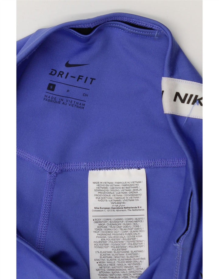 Damskie legginsy Nike Graphic Capri UK 8, mały, niebieski, poliester z blokami kolorów