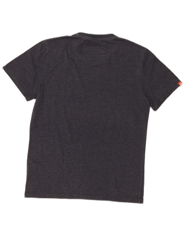 Męski T-shirt z grafiką Superdry, top XL, szara, bawełniana w plamki