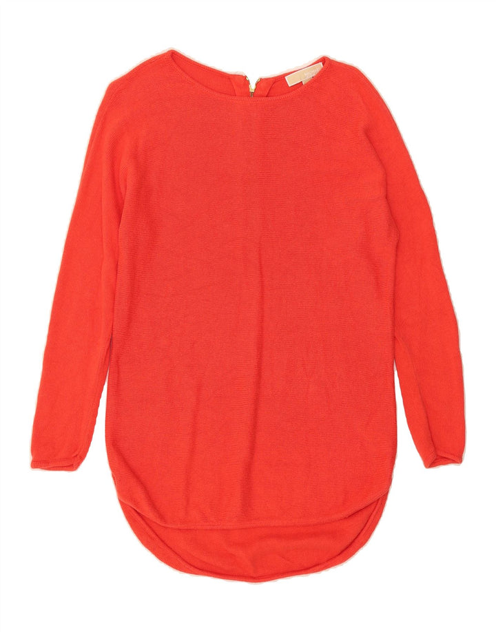 MICHAEL KORS Womens Longline Boat Neck Jumper Sweater UK 14 Medium Red Vintage Michael Kors and Second-Hand Michael Kors from Messina Hembry 