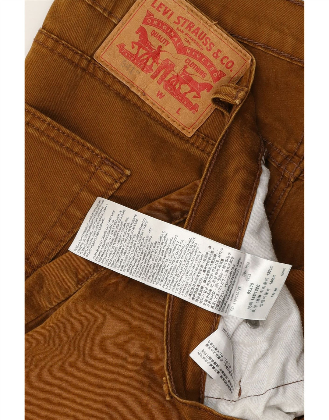 Męskie spodnie Levi's 541 Straight Casual W52 L30 Brązowa bawełna