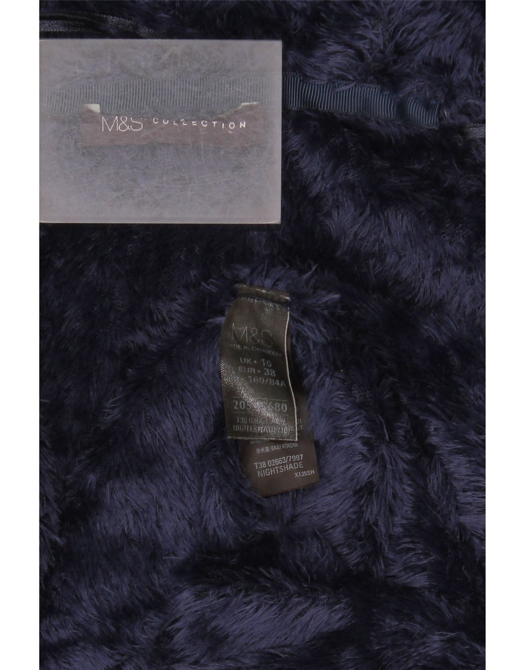 Marks & Spencer Damska kurtka oversize ze sztucznego futra UK 10, mała, granatowa