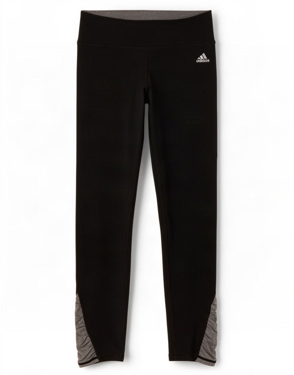 Damskie legginsy Adidas Dri Fit UK 8/10, mały, czarny poliester z blokami kolorów