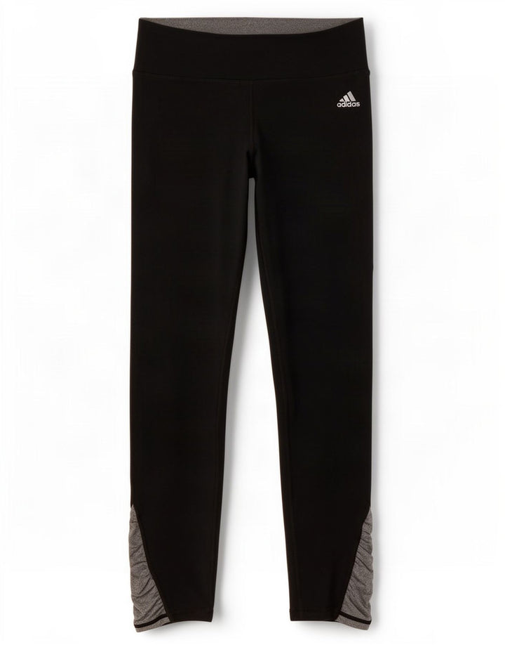 Damskie legginsy Adidas Dri Fit UK 8/10, mały, czarny poliester z blokami kolorów