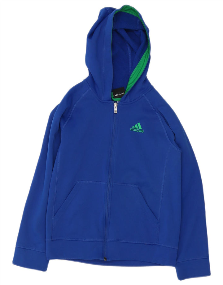 Chłopięcy sweter ADIDAS z kapturem i zamkiem, 10-11 lat, niebieski poliester