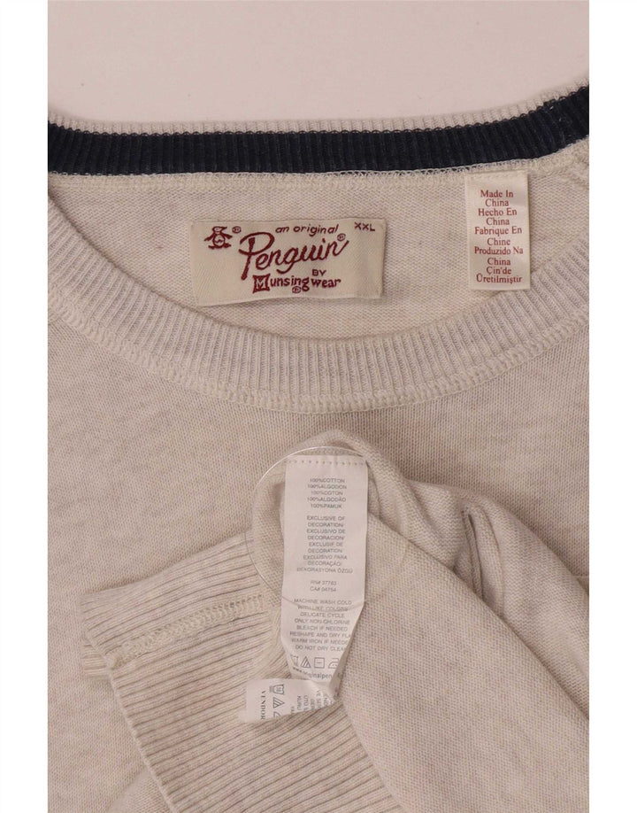 Męski sweter z dekoltem w łódkę Penguin, 2XL, szara bawełna