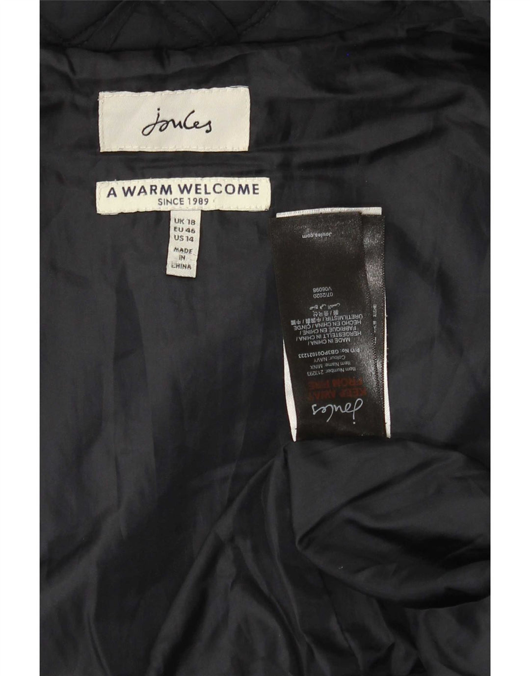 Damska pikowana kamizelka Joules UK 18 XL, granatowa, poliester