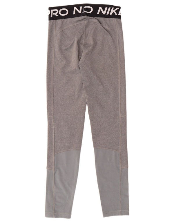 Dziewczęce legginsy NIKE Dri Fit z grafiką, duże, szare bloki kolorów, 12-13 lat