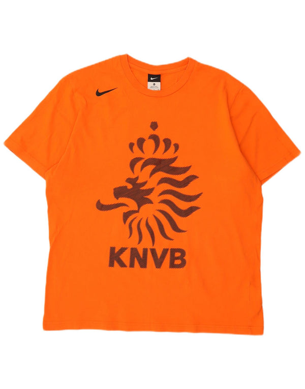 Męska koszulka z grafiką Nike KNVB Top UK 46/48 XL Pomarańczowa bawełna